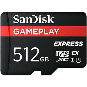 SANDISK 512GB GamePLAY microSD Express Card - Works with Nintendo Switch™ 2, Up to 880MB/s Read, Up to 650MB/s Write - SDSQXFN-512G-AW6GN