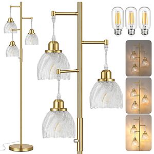 ROTTOGOON Dimmable Gold Floor Lamps for $39.99 @Amazon
