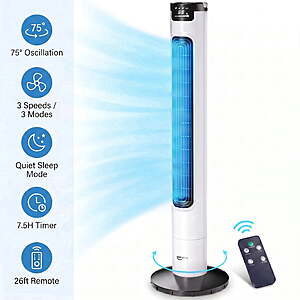 38" Keenstone 3 Speed Tower Fan w/ Rmote & Timer $40 + Free S/H