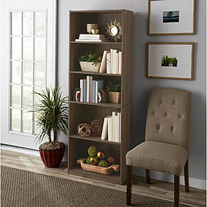 Mainstays 5-Shelf Bookcase with Adjustable Shelves, Rustic Oak $37.67 + Free S&H at Walmart