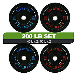 FlexWave 200LB Olympic Bumper Plate Set, 2-Inch Rubber Weight Plates with Steel Hub 2x45lb + 2x55lb $113 FS @ Walmart