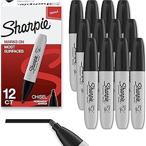 [SnS] $6.82* | 12-Ct Sharpie Chisel Tip Permanent Markers (Black) at Amazon