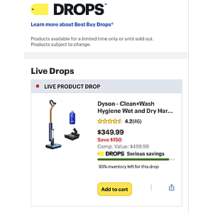 $150 off | Dyson Clean+Wash Wet Dry Hard Floor Cleaner $349.99
