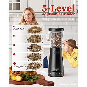 TOMEEM Electric Salt and Pepper Grinder Set with Storage Base (Various) $13.49 + Free Shipping w/ Prime or on $35+