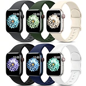 6-Count AMSKY Silicone Sport Bands for Apple Watch (Select Colors/Sizes) from $5.69 ($0.95 each) + Free Shipping w/ Prime or on $35+ $6.59