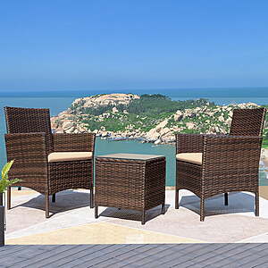 Devoko 3-Piece Outdoor Wicker Patio Furniture Set with Chairs & Coffee Table $80.99 + Free S&H at Walmart.com