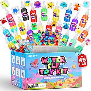 Shabebe Magic Water Elf Toy Kit– 20 Magic Gels (2 Glow-in-The-Dark) & 18 Sea Creature Molds, DIY Aqua Fairy Water Gel Crafts Toy $13.49