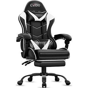High-Back Reclining Czlolo Gaming Chair w/ Footrest & Massager (Black/White) $39.99 + Free Shipping