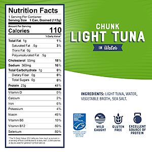 AMZ $6.82 or less S&S Clip Q Bumble Bee Chunk Light Tuna in Water, 5 oz (Pack of 10) | Wild Caught Tuna, 23g Protein per Can