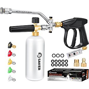 Saker Foam Cannon Dual-Function Kit for Pressure Washers w/ Spray Gun $29.49 + Free Shipping w/ Prime or on $35+