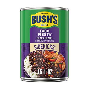 Bush's Best Taco Fiesta Black Beans Sidekicks, 15.1 oz | Canned Beans, Source of Plant Based Protein and Fiber, Gluten Free~$1.29 @ Amazon