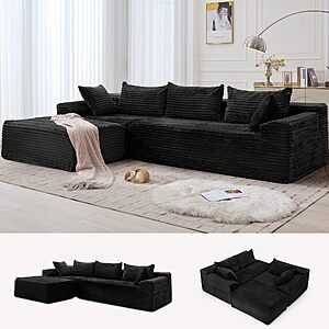 Korser 110" L-Shaped Boneless Modular Sectional Sofa w/ Chaise & Side Pockets $239.99 + Free Shipping