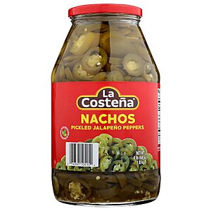La Costeña Nacho Sliced Pickled Jalapeños, 64 Oz Jar~$4.94 @ Amazon