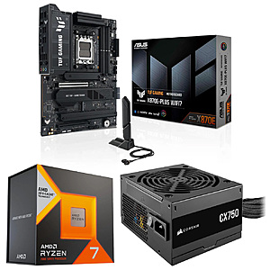 [Bundle] Ryzen 7 7800X3D CPU + ASUS TUF GAMING X870E-PLUS WIFI7 MB + 750W Corsair 80 PLUS Bronze PSU $540 + Free S/H $539.99
