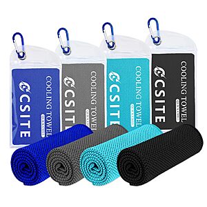 47" x 12" CSITE Microfiber Cooling Towels w/ Carry Pouches & Carabiner Clips: 4-Count $8.49 ($2.12 each), 12-Count $17.58 ($1.47 each), & More + Free Shipping w/ Prime or on $35+