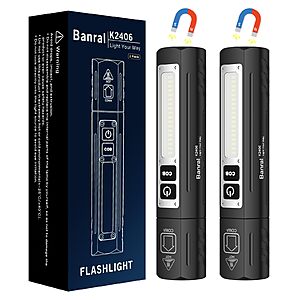 2-Count Banral Rechargeable Magnetic LED Flashlights w/ 8 Light Modes, Zoomable Focus & USB-C Charging $12.99 ($6.50 each) + Free Shipping w/ Prime or on $35+