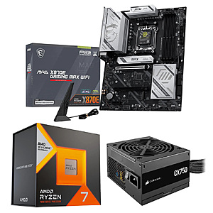 [Bundle] Ryzen 7 7800X3D CPU + MSI MAG X870E GAMING MAX WIFI MB + 750W Corsair 80 PLUS Bronze PSU $489 + Free S/H