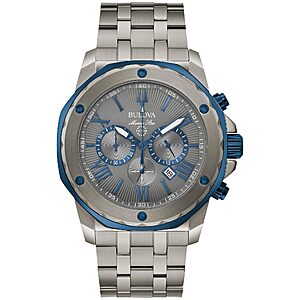 Bulova Men's Marine Star Grey Stainless Steel Blue Accent Chronograph Bracelet Watch (4mm Style; Gray) $368.53 + Free Shipping