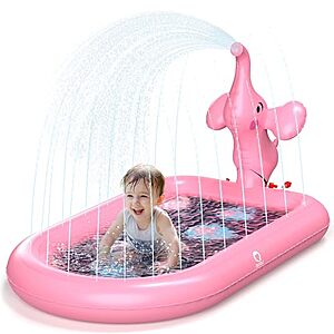 3-in-1 Inflatable Qpau Elephant Sprinkler Pool & Water Play Mat (Pink or Blue) $9.99 + Free Shipping w/ Prime or on $35+