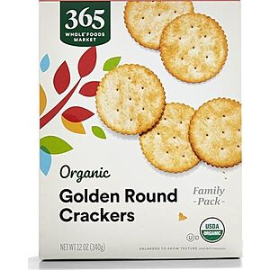 365 by Whole Foods Market, Organic Golden Round Crackers, 12 Ounce~$2.79 After Coupon & S&S @ Amazon~Buy 4 & Save More!