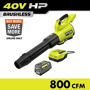 40V HP Brushless Whisper Series 180 MPH 800 CFM Cordless Battery Leaf Blower with 8.0 Ah Battery and Charger $279