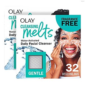 [S&S] $11.96: Olay Face Wash, Gentle Cleansing Melts, Fragrance-Free, Daily Use Cleanser, Travel Size, 64ct (2 Pack x 32ct)