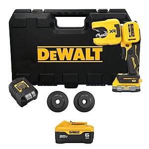 DeWalt 20V MAX XR Lithium-Ion 1/4 to 1-1/4 in. Copper Tubing Cutter Kit w/ 6 Ah & 1.7 Ah Batteries, Charger & 2-Cutting Wheels $299