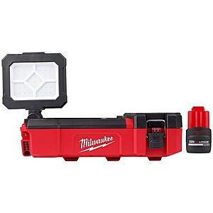 Milwaukee M12 12-Volt PACKOUT Flood Light with High Output 2.5 Ah Battery Lithium-Ion Cordless w/USB Charging $129