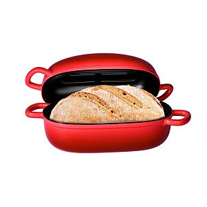 PROCHOP Dutch Oven 9x6 Inch, 2.5QT Cast Iron Bread Pans for Bread Baking (red or blue) - $24.99