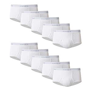 Hanes Cotton Briefs, White, 10-Pack, Men's Underwear - $16.98