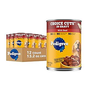12-Count 13.2-Oz Pedigree Choice Cuts in Gravy Wet Dog Food (Beef) $11.72 w/ S&S + Free Shipping w/ Prime or on $35+