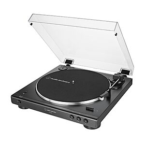 $199.00: Audio-Technica AT-LP60XBT-BK Fully Automatic Wireless Belt-Drive Stereo Turntable, 2 Speed, Black
