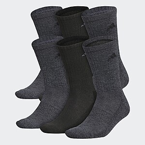 adidas men Athletic Cushioned Crew 6 Pairs $13 + Free Shipping