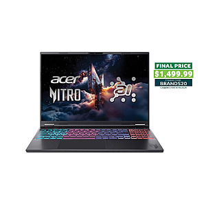 Acer Nitro 16S: 16" QHD+ 180Hz IPS, Ryzen AI 7 350, RTX 5070 TI, 16GB DDR5, 512GB SSD $1499.99