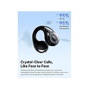 SoundPEATS PearlClip Pro - Open Ear Clip-on Earbuds - Black $27