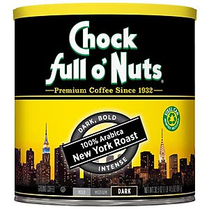 [SnS] $8.55* | 30.5-Oz Chock Full o' Nuts New York Roast Ground Coffee (Dark Roast) at Amazon
