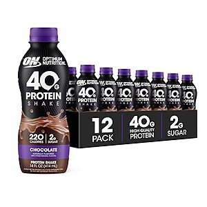 $24.98* | 12-Pk 14-Oz Optimum Nutrition 40g Protein Shake (Chocolate) at Amazon ($2.08 each)