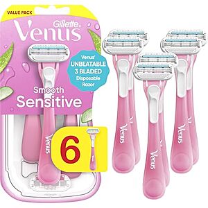 [SnS, AC] $8.55 | 6-Count Gillette Venus Sensitive Disposable Razors for Women at Amazon