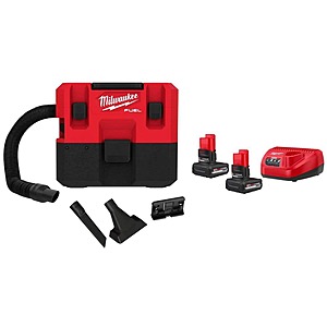 M12 FUEL 12-Volt Lithium-Ion Cordless 1.6 Gal. Wet/Dry Vacuum with (2) M12 High Output 5.0Ah Batteries and Charger $149