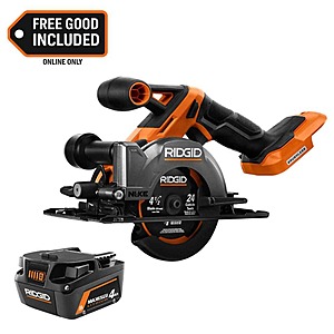 Ridgid 18V NUKE Brushless Cordless 4-1/2 in. Circular Saw (Tool Only) with FREE 18V 4.0 Ah MAX Output Lithium-Ion Battery $149