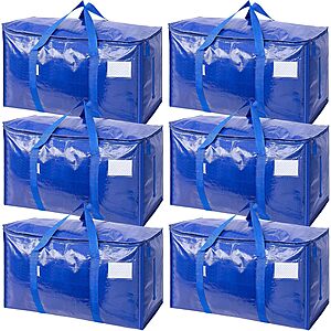 6-Pack 24 Gallon TICONN ​Extra Large Heavy-Duty Moving Bags w/ Zippers & Handles $16.06