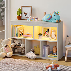Pinmoco 5-Cube Reversible Toy Storage Organizer LED Kid's Shelf Multipurpose Bookcase (Light Gray) $52.99