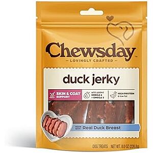 [NEW, AC] $4.30 | 8-Oz Chewsday Duck, Jerky Tender Dog Treats at Amazon