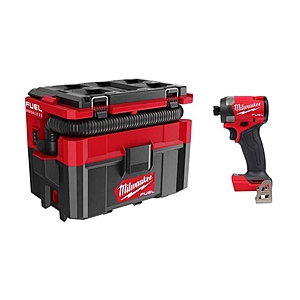 Milwaukee M18 FUEL PACKOUT Cordless 2.5 Gal. Wet/Dry Vacuum with M18 FUEL 1/4 in. Hex Impact Driver 0970-20-2953-20 - $189