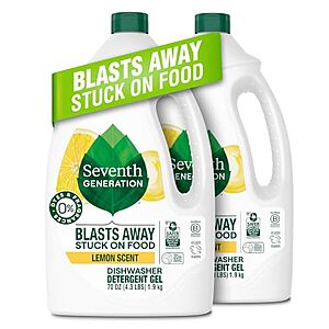 2-Pack 70-Oz Seventh Generation Dishwasher Detergent Gel (Lemon) $8.99 w/ S&S + Free Shipping w/ Prime or on $35+
