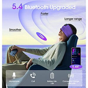 TOPOINT Bluetooth 5.4 Sleep Headphones $6.99+ Free Prime Shipping