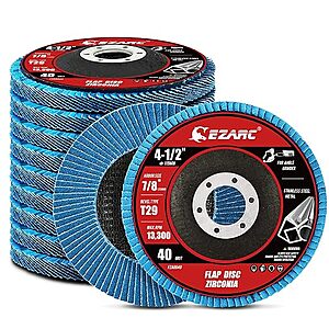 EZARC Zirconia Flap Discs 40 Grit, 4-1/2 x 7/8-Inch, Type 29, 10-Pack - Amazon **Limited Time Deal** $17.59
