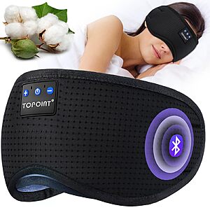 TOPOINT Sleep Mask Headphones Bluetooth Wireless 5.4, Breathable Cotton Eye Mask $11.5