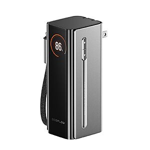 EF ECOFLOW RAPID Pro Power Bank with 67W Wall Plug, 10,000mAh 3-in-1 Portable Charger with Built-in USB-C Cable $38.8