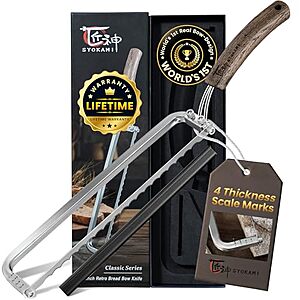 SYOKAMI Bow-Design Serrated Bread Knife w/ Offset Handle & 4 Thickness Scale Marks $17.75 + Free Shipping w/ Prime or on $35+